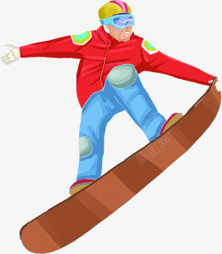 红色衣服滑雪的人素材