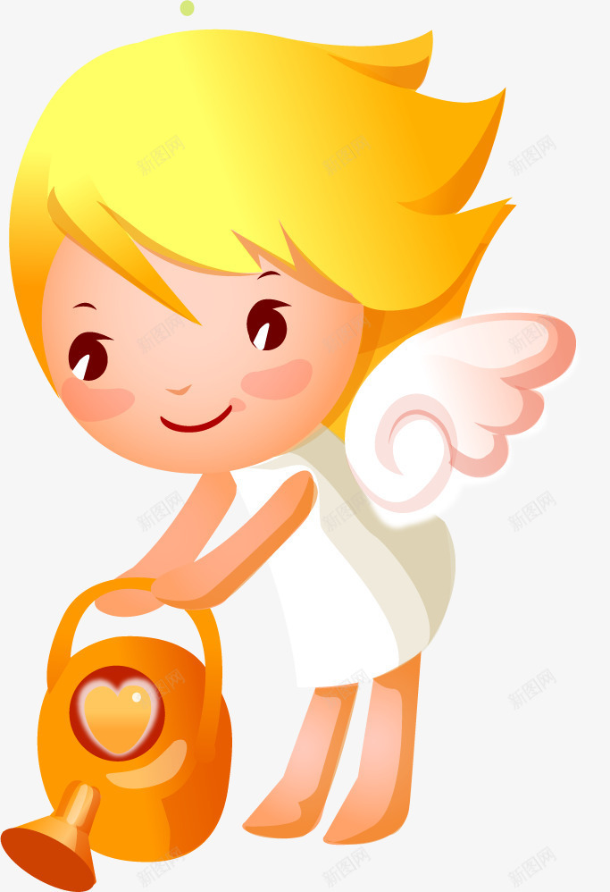 带翅膀的卡通小天使png免抠素材_新图网 https://ixintu.com AI矢量 卡通儿童 带翅膀的小天使 花洒
