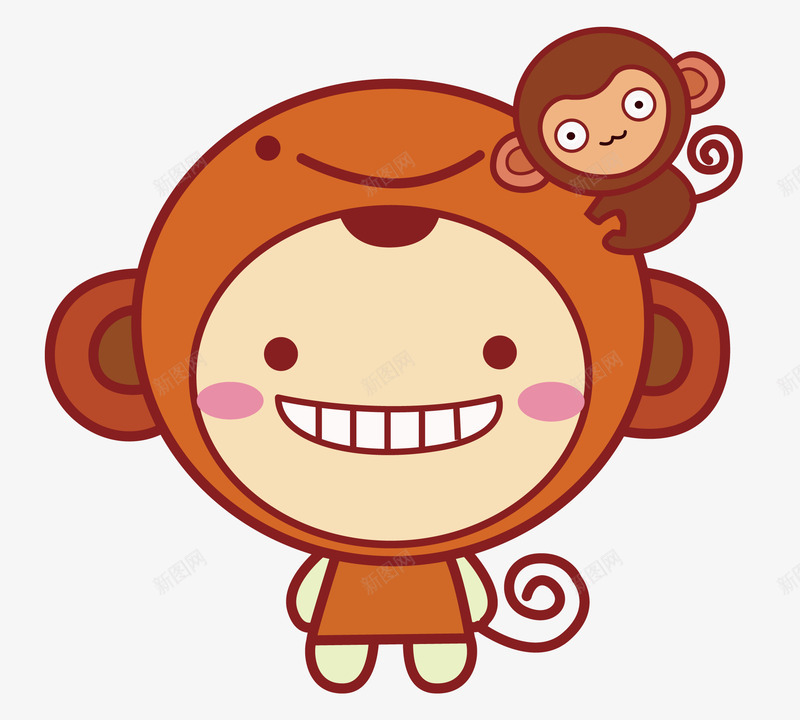 可爱的小猴子png免抠素材_新图网 https://ixintu.com 卡通小人 水彩 猴年