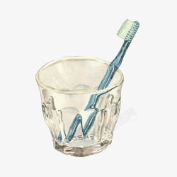 杯型牙刷刷牙杯手绘画片高清图片