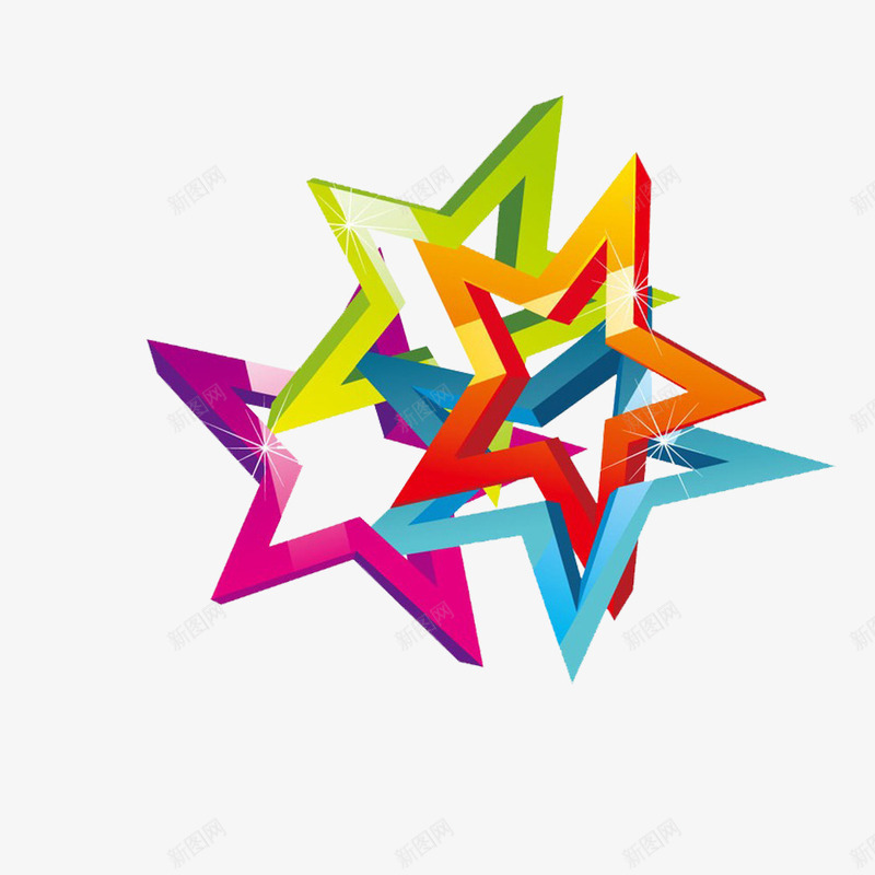彩色的五角星png免抠素材_新图网 https://ixintu.com 个性五角 五只角的 五角标志 各种徽章 多彩的 闪闪的星星