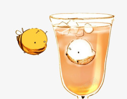 小蜜蜂与奶茶素材