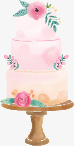餐饮花朵粉色水彩花朵蛋糕高清图片