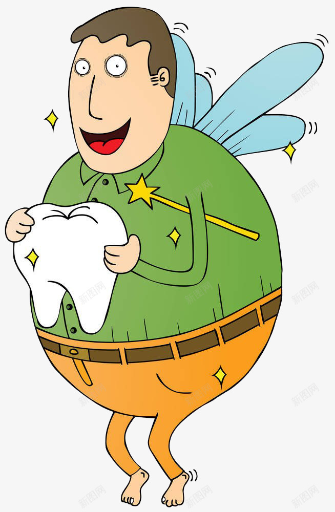 抱牙齿的人png免抠素材_新图网 https://ixintu.com 乳牙 乳牙更替 亮白 卡通手绘 口齿 洁白 牙 牙齿 翅膀 雪白