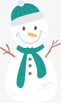 圣诞节卡通绿色帽子雪人矢量图素材