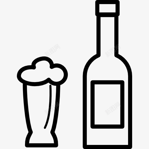 啤酒瓶和玻璃图标png_新图网 https://ixintu.com 玻璃瓶的轮廓 玻璃酒瓶 轮廓 酒 食品