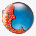 蓝色圆球鲤鱼手绘图标png_新图网 https://ixintu.com 圆球 素材 蓝色 鲤鱼
