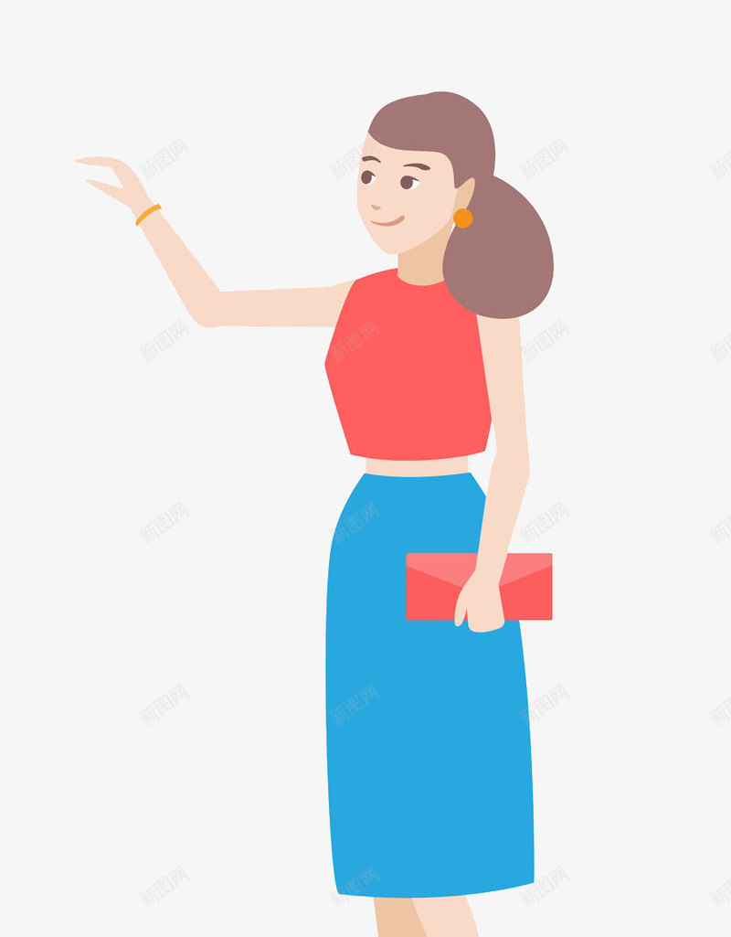 卡通拿着钱包的女人图png免抠素材_新图网 https://ixintu.com 卡通 女人 招手 插图 时尚的 漂亮的 钱包