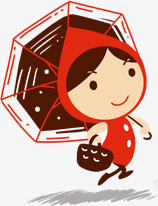 卡通女孩png免抠素材_新图网 https://ixintu.com 人物 卡通 卡通人物 女 女孩 小人 小红帽 扁平 手绘 童趣 雨伞