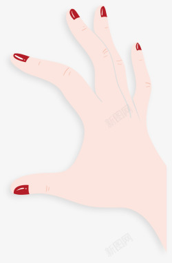 红色指甲油美甲的双手矢量图高清图片