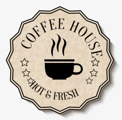 棕色徽章咖啡屋标志矢量图高清图片