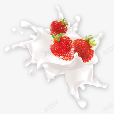 草莓牛奶飞溅png免抠素材_新图网 https://ixintu.com 牛奶 草莓 飞溅