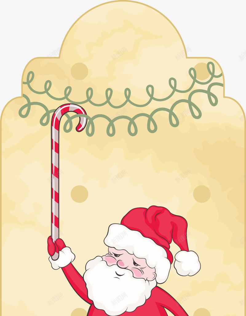 圣诞节可爱圣诞老人png免抠素材_新图网 https://ixintu.com 可爱圣诞老人 圣诞节贺卡 开心 拐杖糖果 红色吊球 黄色贺卡