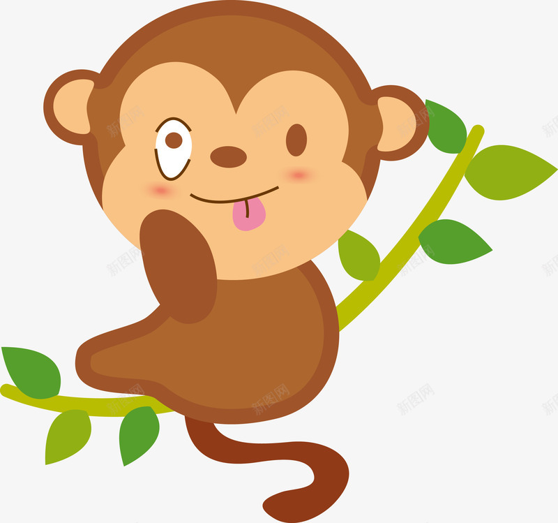 卡通猴宝宝玩耍png免抠素材_新图网 https://ixintu.com 动物 卡通猴子 大眼猴 猴仔 猴子 猴宝宝
