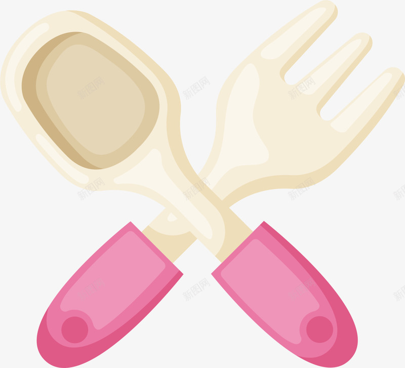 粉色卡通婴儿餐具png免抠素材_新图网 https://ixintu.com 勺子 叉子 婴儿餐具 宝宝用品 童年 童趣