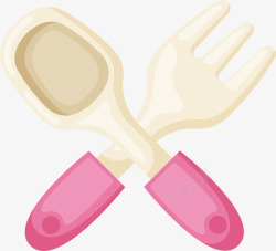 宝宝叉子粉色卡通婴儿餐具高清图片