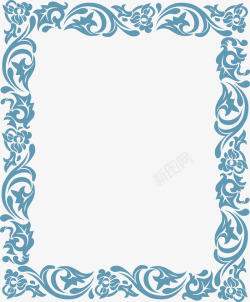 个性蓝色花纹边框素材