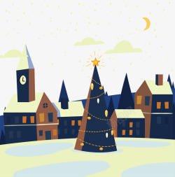 温暖小镇温暖圣诞小镇矢量图高清图片