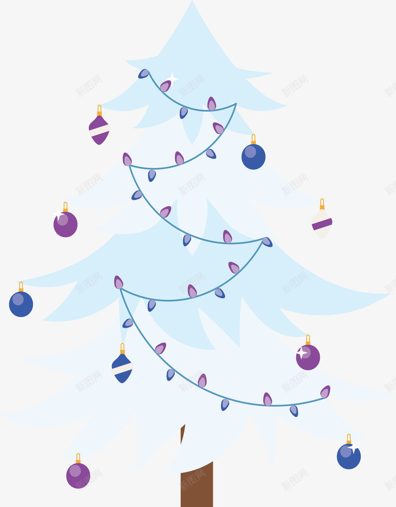 紫色彩灯圣诞树png免抠素材_新图网 https://ixintu.com merryChristma merryChristmas 下雪 圣诞树 圣诞节 矢量png 雪地