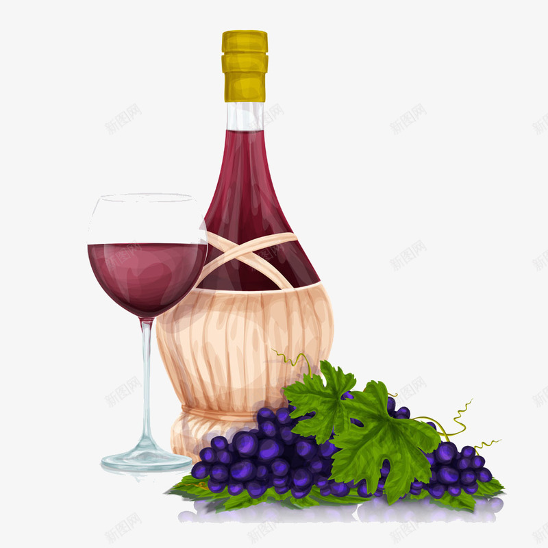 美味葡萄酒和葡萄png免抠素材_新图网 https://ixintu.com 美味葡萄酒 美食 酒水