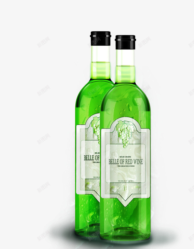 葡萄酒瓶装饰图psd免抠素材_新图网 https://ixintu.com 创意 瓶 葡萄酒 青色