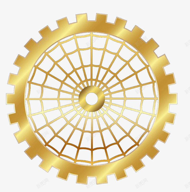 金色蜘蛛网图案png免抠素材_新图网 https://ixintu.com 金色圆形图案 金色装饰图案 齿轮