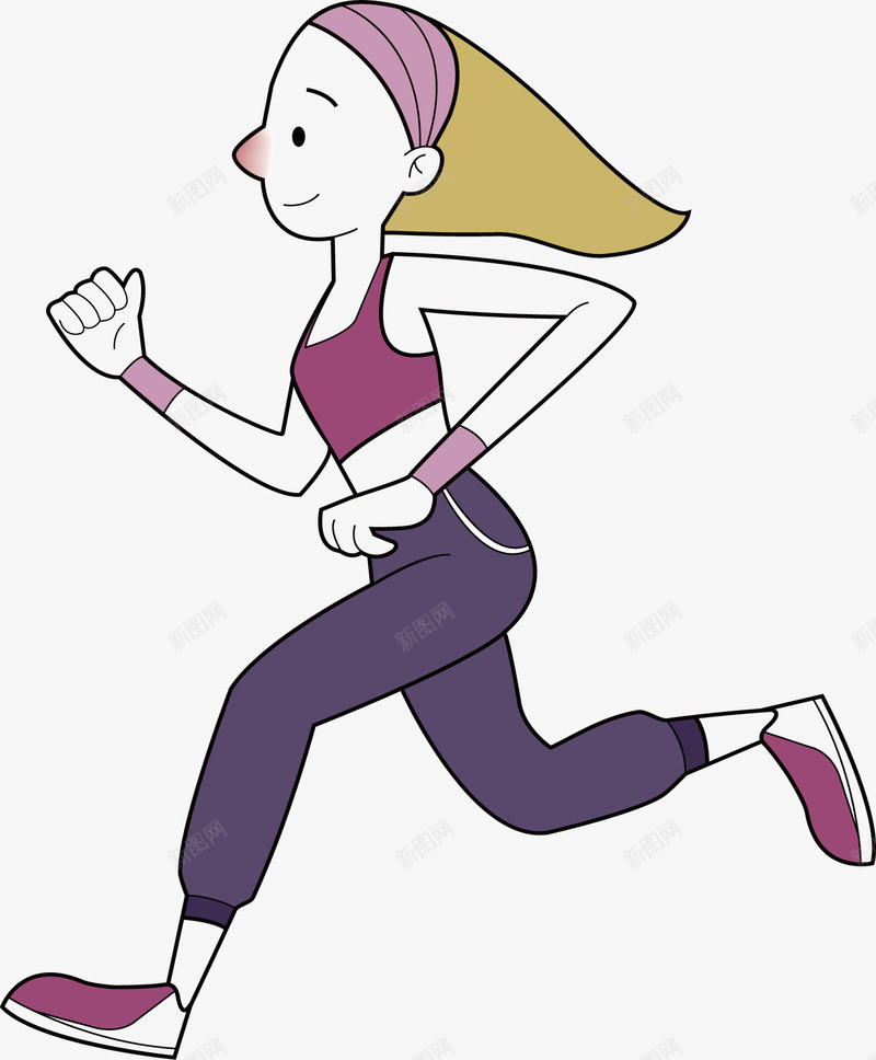 跑步锻炼的女孩矢量图eps免抠素材_新图网 https://ixintu.com 瘦身 矢量素材 紫色衣服 跑步的人 跑步的女孩 矢量图