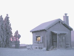 下雪的屋顶雪中的温馨小屋高清图片