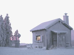 雪中的温馨小屋素材