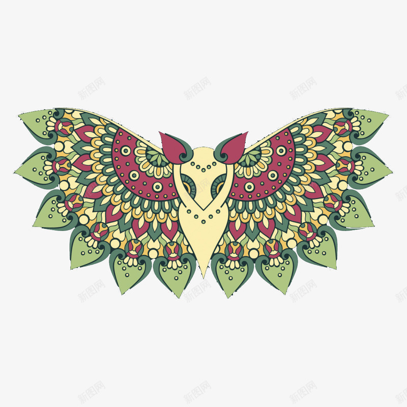 欧式翅膀纹理png免抠素材_新图网 https://ixintu.com 彩色 欧式 波西米亚 纹理 翅膀 装饰