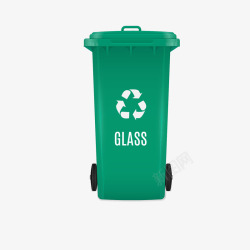 玻璃垃圾绿色玻璃垃圾垃圾桶矢量图高清图片