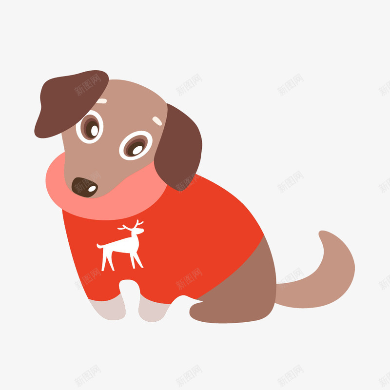 穿衣服的小狗png免抠素材_新图网 https://ixintu.com 动物 可爱的 宠物狗 小狗 衣服 麋鹿图案