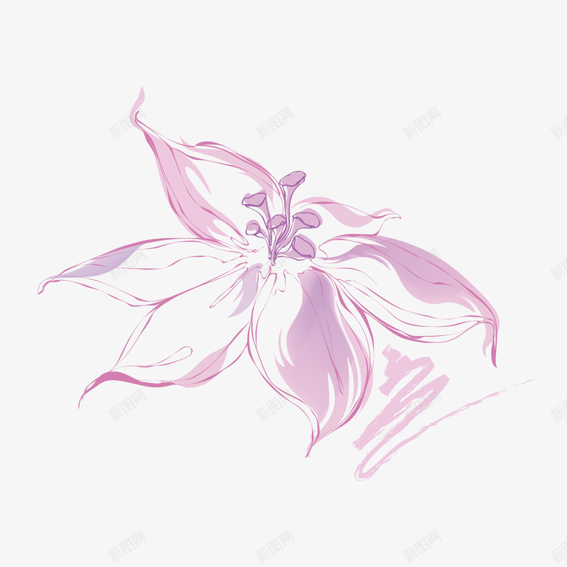 潮流紫色花开png免抠素材_新图网 https://ixintu.com 中国风 手绘 点缀