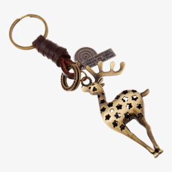 腰挂钥匙扣金属镂空小鹿钥匙扣高清图片