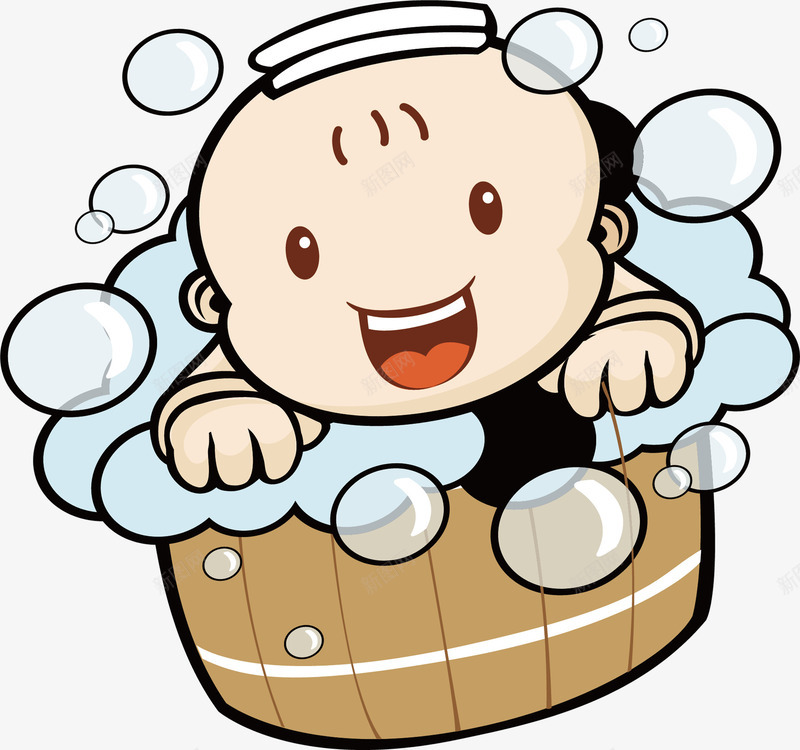 洗澡的宝宝png免抠素材_新图网 https://ixintu.com 婴儿 宝宝 洗澡