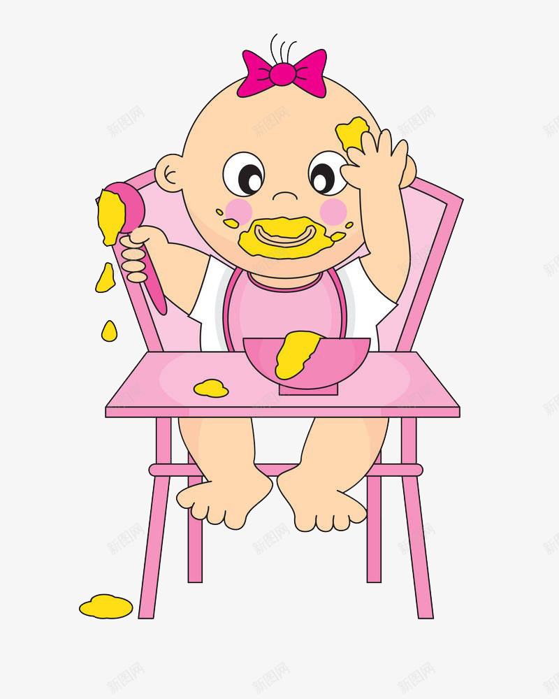 宝宝自己吃饭png免抠素材_新图网 https://ixintu.com 卡通 吃饭 宝宝 食物