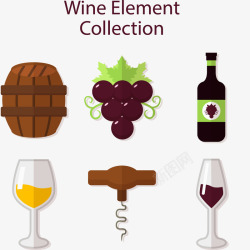 如意葡萄球扁平化葡萄酒元素图标矢量图高清图片