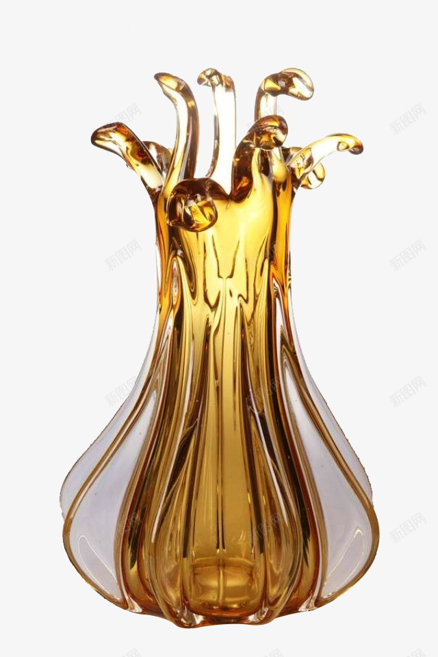 黄色水晶花瓶png免抠素材_新图网 https://ixintu.com 创意花瓶 水晶 水溅出的浪花 玻璃材质 花瓶 黄色