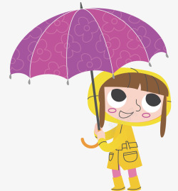 黄色衣服女孩打伞素材