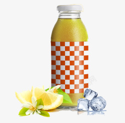 玻璃瓶装柠檬汁素材