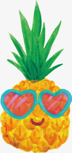 菠萝小人水彩手绘菠萝高清图片