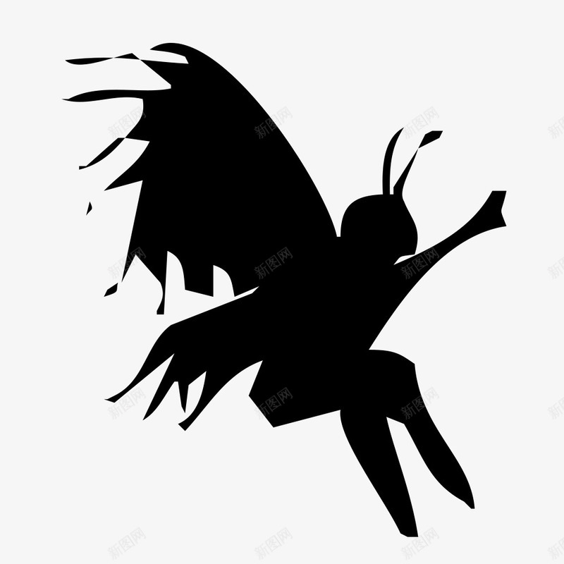 妖怪剪影png免抠素材_新图网 https://ixintu.com 一只 剪影 卡通 妖怪 手绘 手臂 简图 翅膀 黑色的