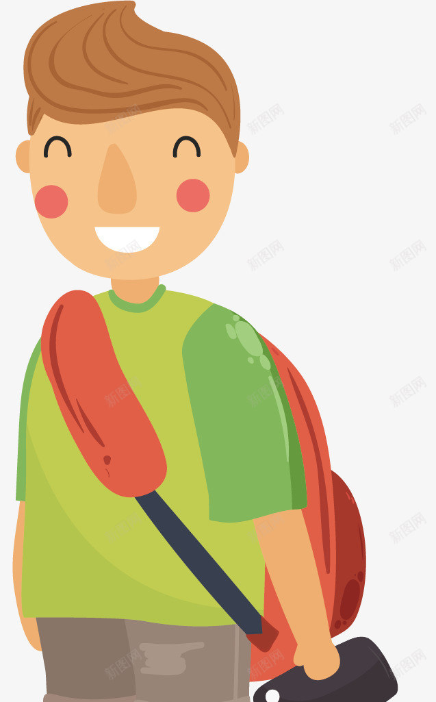 穿绿色衣服的背包游客矢量图ai免抠素材_新图网 https://ixintu.com 卡通 开心 微笑 手绘 旅游 游客 背包 矢量图