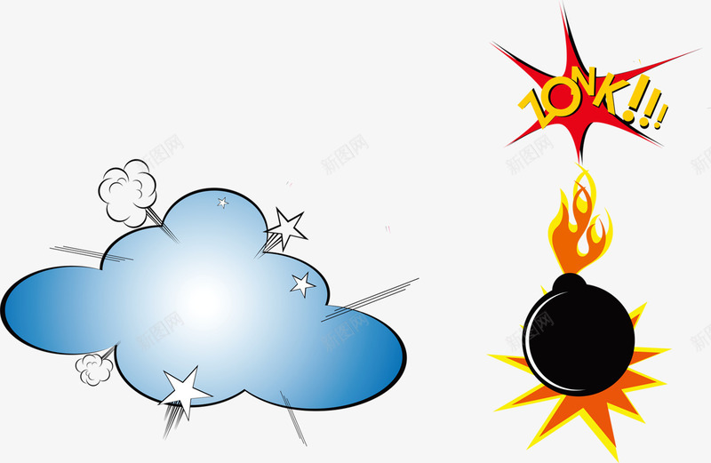 火花云朵对话框海报装饰元素png免抠素材_新图网 https://ixintu.com 云朵 海报元素 炸弹 爆炸 重要提示