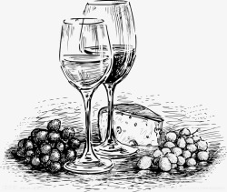 素描葡萄酒素材