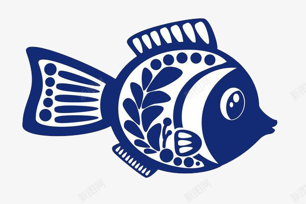 剪纸蓝色小鱼png免抠素材_新图网 https://ixintu.com 创意 剪纸 动物 可爱 小鱼 海洋 窗花 蓝色