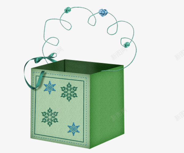 卡通绿色礼物盒子装扮png免抠素材_新图网 https://ixintu.com 礼物盒子 立体盒子 绿色 花朵点缀 花纹