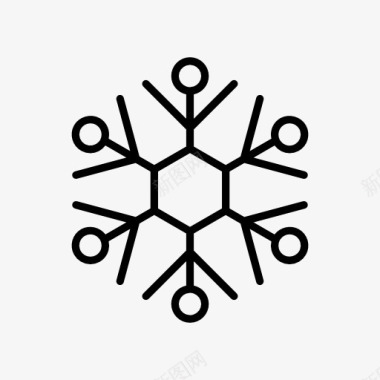 黑色个性六边形雪花冬日图标图标
