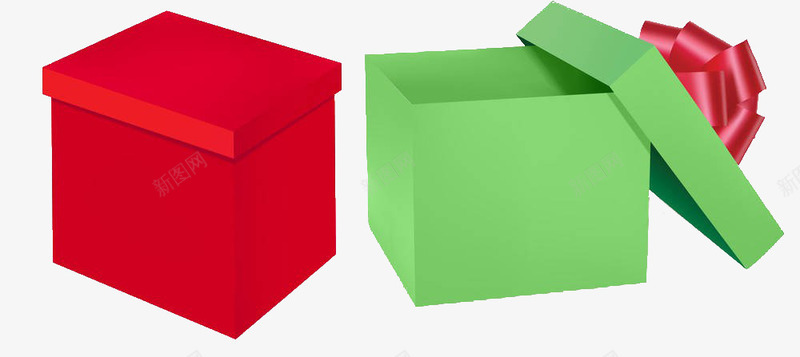 红与绿色的箱子png免抠素材_新图网 https://ixintu.com 卡通手绘 奖箱 盒子 礼品 礼物 箱子 获奖