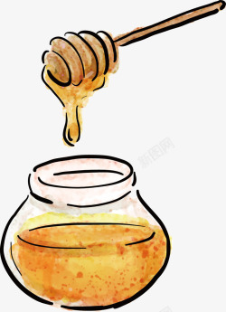 手绘玻璃罐蜂蜜糖手绘蜂蜜高清图片
